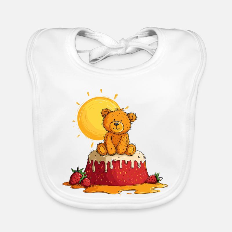 Ours en peluche sur gâteau avec le soleil Bavoir bio Bébé