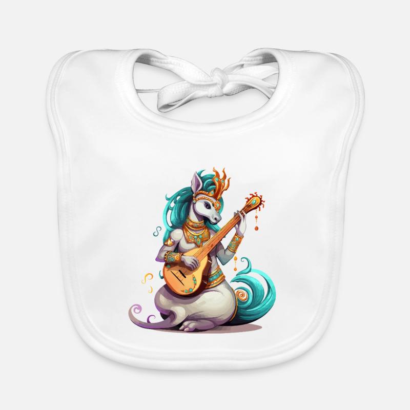 Musicien licorne avec luth doré Bavoir bio Bébé