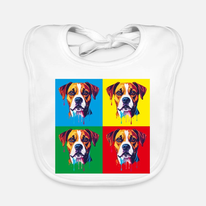 Pop-Art Hund Vierfarbig Baby Bio-Lätzchen