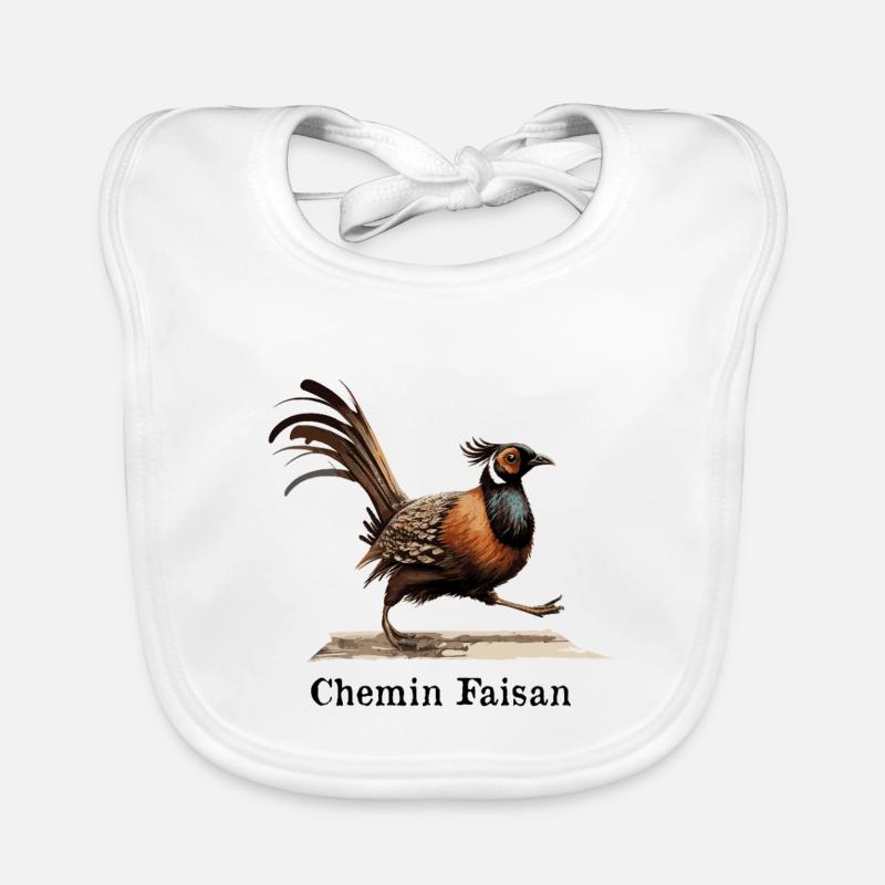 CHEMIN FAISAN !   - Bavoir bio Bébé - blanc