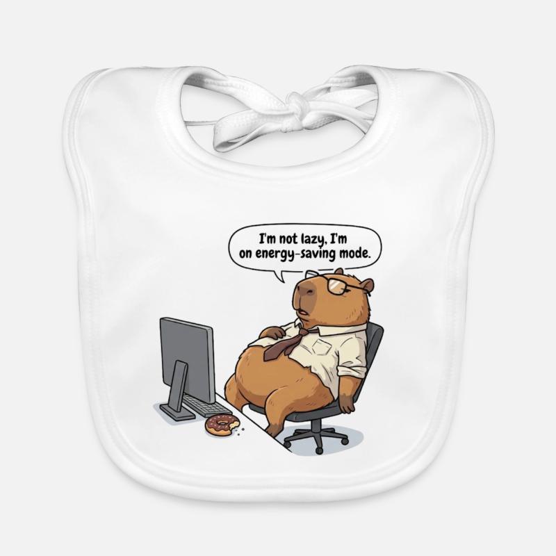 Energiesparender Capybara Biber am Arbeitsplatz Baby Bio-Lätzchen