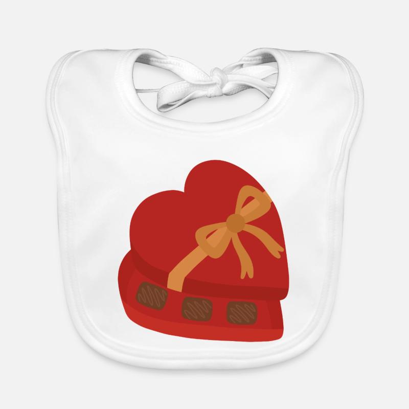 Heart Chocolate Box with Gold Ribbon Organic Baby Bibs
