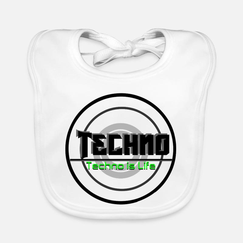 Techno Is Life Neon Logo Baby Bio-Lätzchen