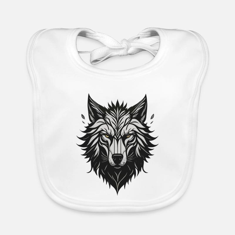 Night Stylized Wolf Organic Baby Bibs