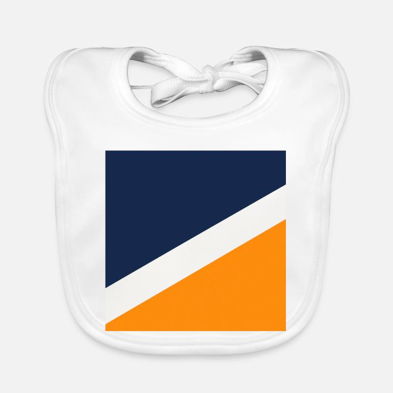Blue and Orange Geometry - Organic Baby Bibs - white