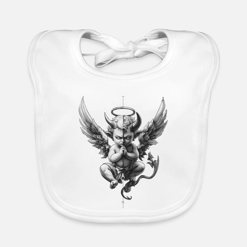 Anges et Démons : Noir et Blanc Bavoir bio Bébé