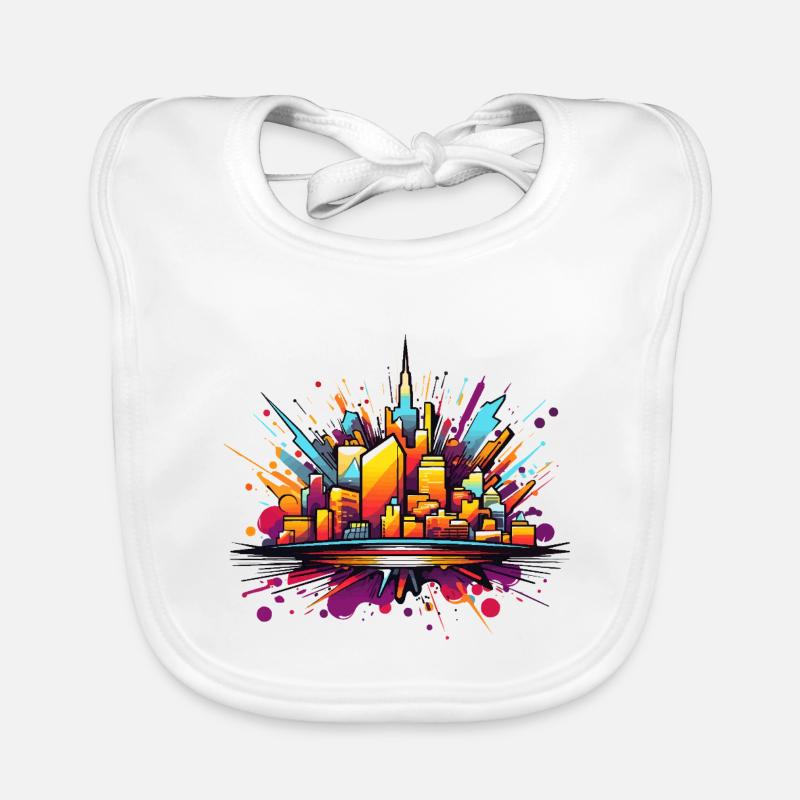 Explosion de silhouette urbaine colorée Bavoir bio Bébé