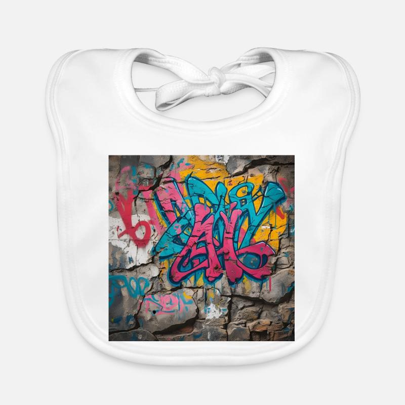 Colorful graffiti on stone wall Organic Baby Bibs