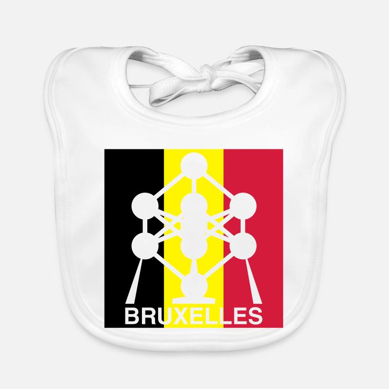 Atomium Brussels – Belgian Flag Square Design Organic Baby Bibs
