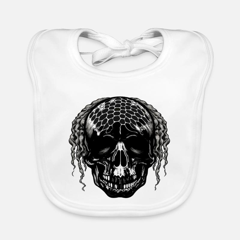 Schädel mit Netzmuster Dreadlocks Baby Bio-Lätzchen
