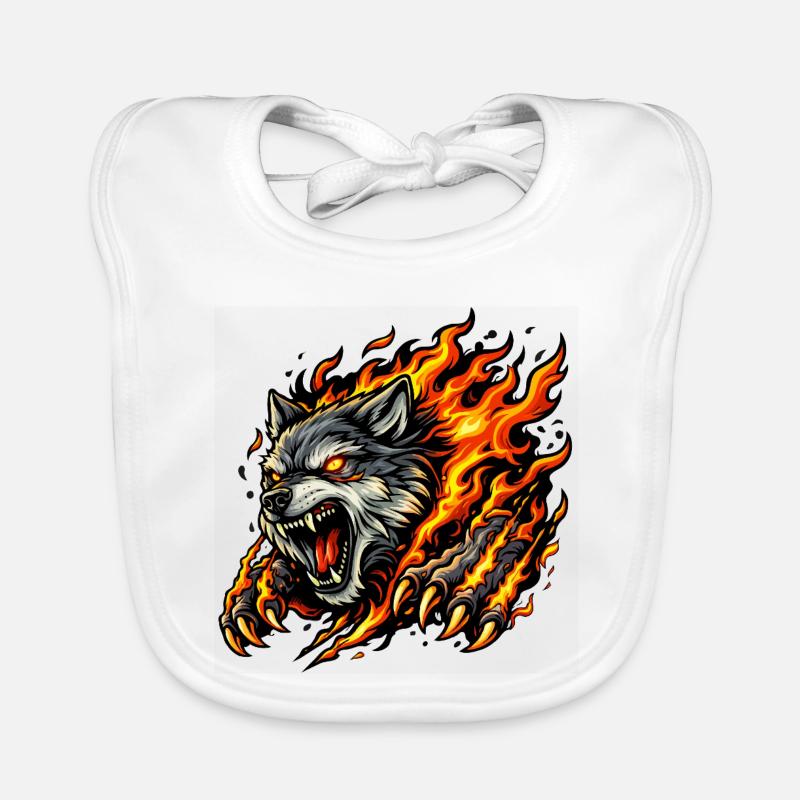 Wolf In Flame Eruption Organic Baby Bibs