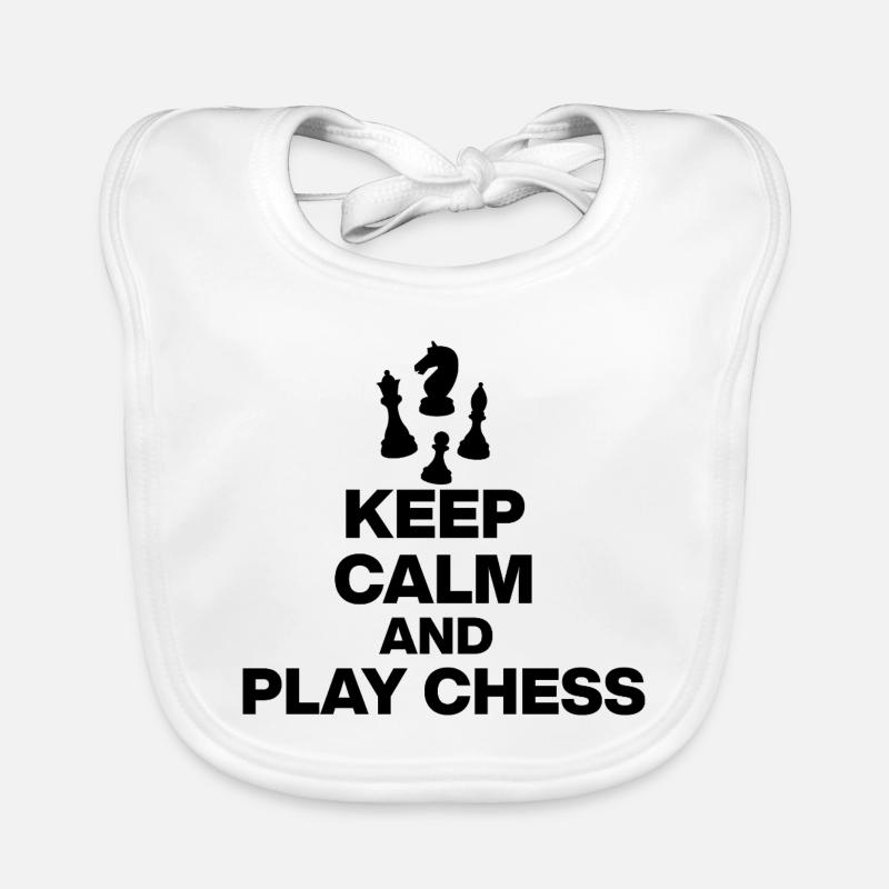 RESTE CALME ET JOUE AUX ÉCHECS ! JOUEUR D’ÉCHECS NOIR Bavoir bio Bébé