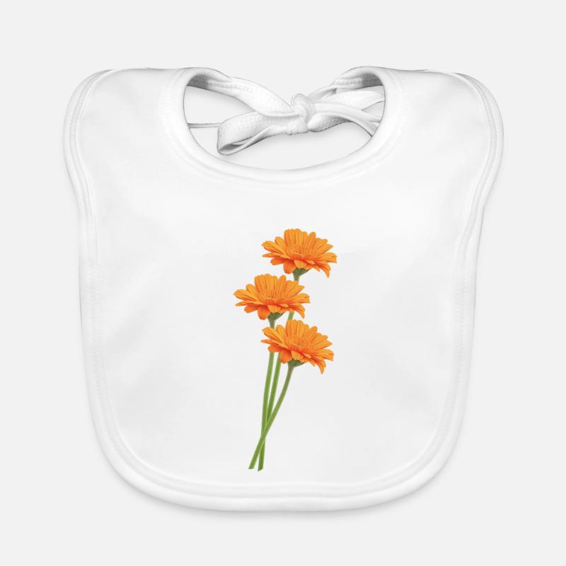 Orange Gerbera Trio Bavoir bio Bébé