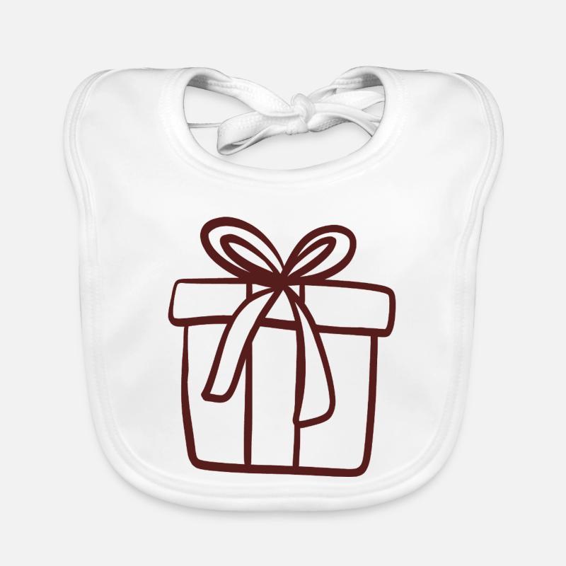 Gift Box Line Art Organic Baby Bibs