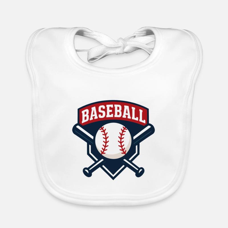Baseball Emblem Shield with Ball Organic Baby Bibs