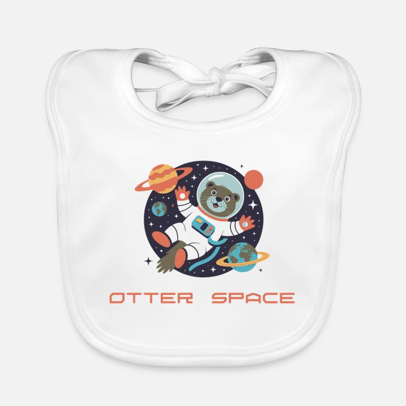 Otter in Space Retro Comic Organic Baby Bibs