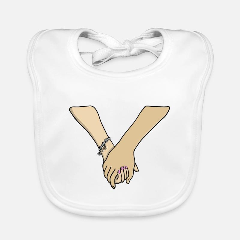 Romantic Couple Holding Hands Valentine Organic Baby Bibs
