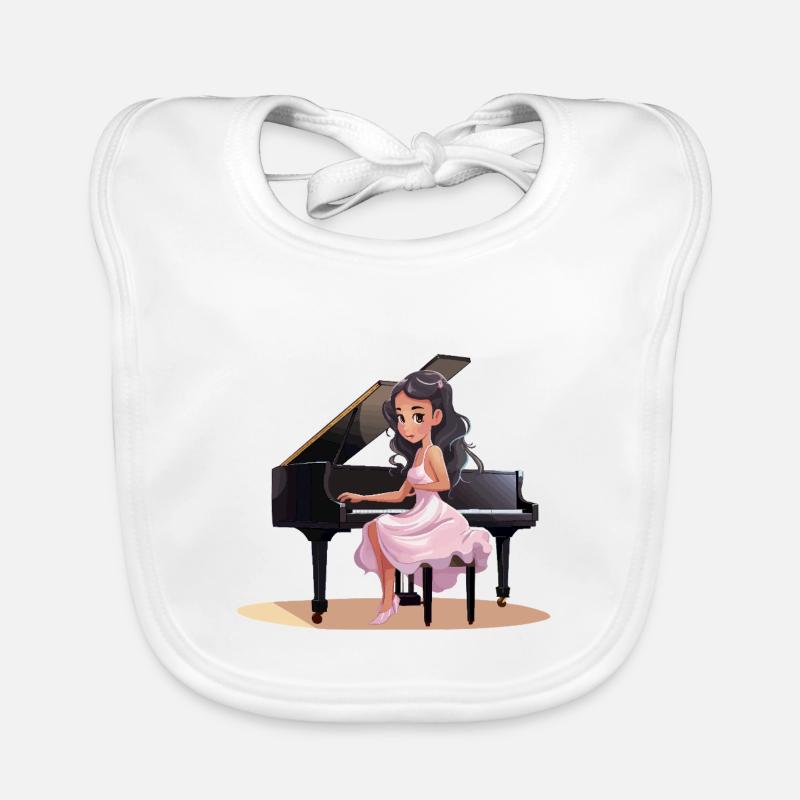Piano Diva im Pinken Kleid Baby Bio-Lätzchen