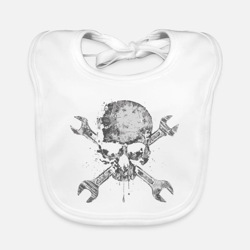 Grunge Skull with Tools Organic Baby Bibs