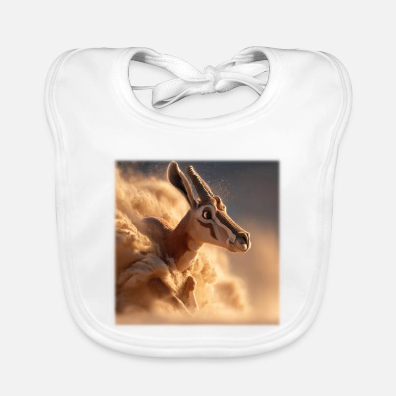 Antilope dans une tempête de sable – Vitesse et instinct Bavoir bio Bébé