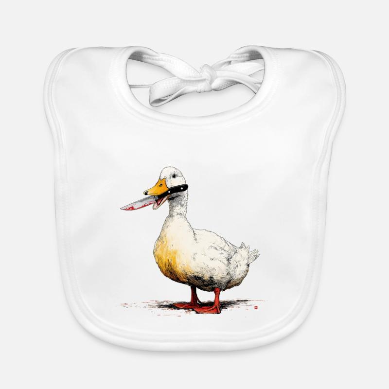 Ente mit Messer im Schnabel Baby Bio-Lätzchen