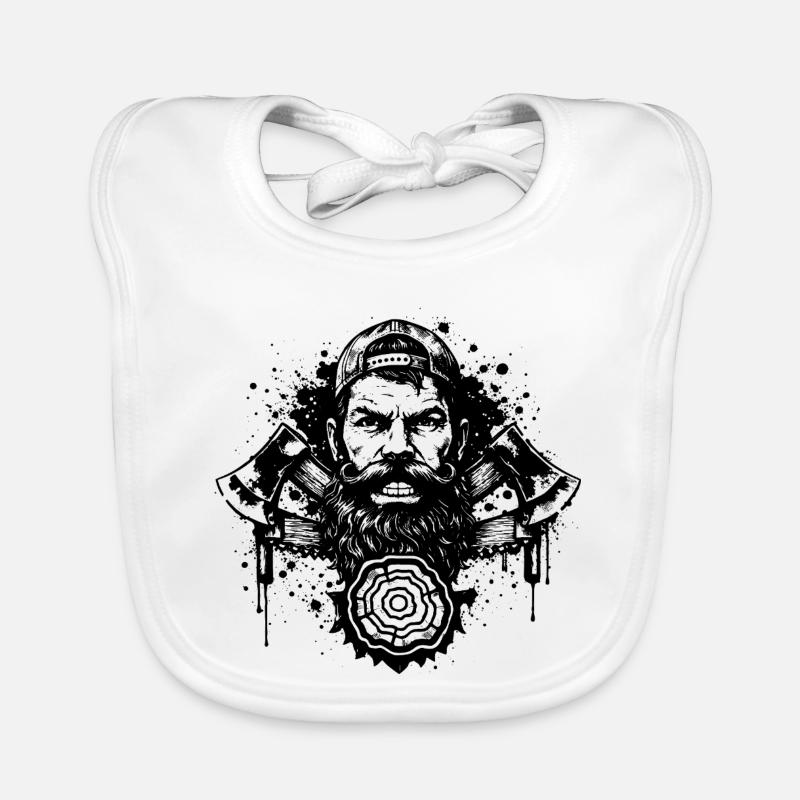 Lumberjack Stencil with Double Axe Organic Baby Bibs