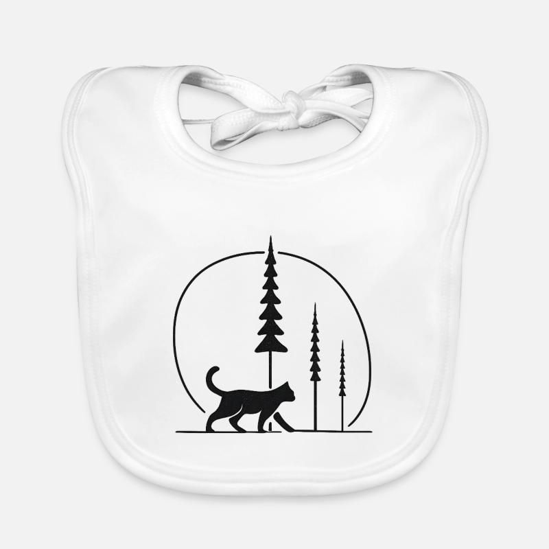 Forest Cat in the Moon Circle Fans Gift Idea Organic Baby Bibs