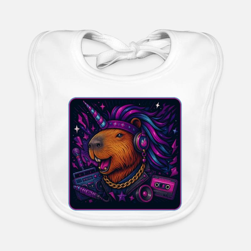 Capybara Einhorn Retro DJ Baby Bio-Lätzchen