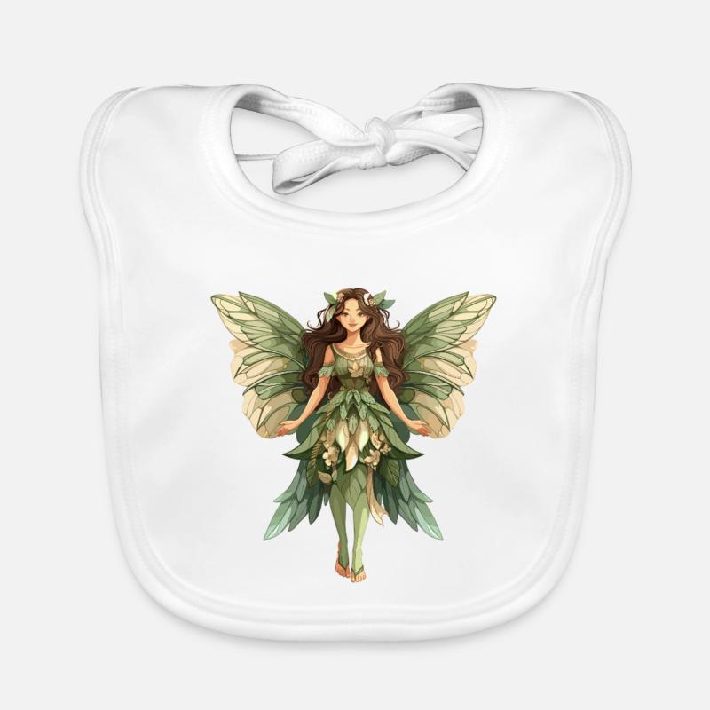 Fée de la forêt en robe de feuilles Bavoir bio Bébé