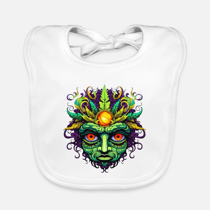 Psychedelisches Maskengesicht mit Sonnenkrone Baby Bio-Lätzchen