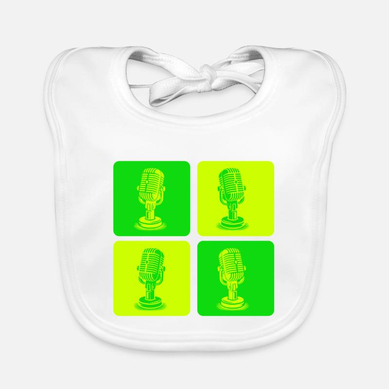 Microphone Pop Art Green Bavoir bio Bébé