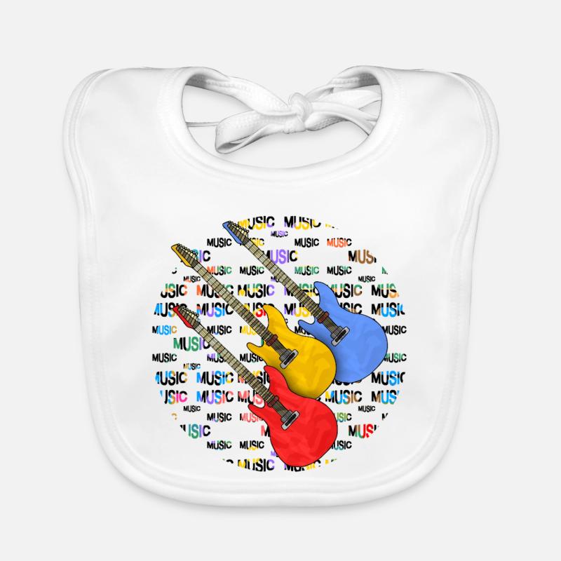 Guitares - Bavoir bio Bébé - blanc