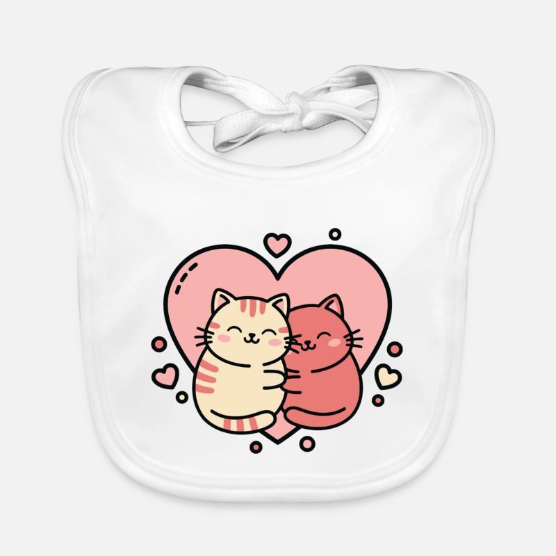 Heartfelt Cat Hug Duo Organic Baby Bibs