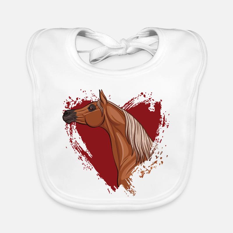Der Kopf eines arabischen Pferdes und ein rotes Herz Baby Bio-Lätzchen