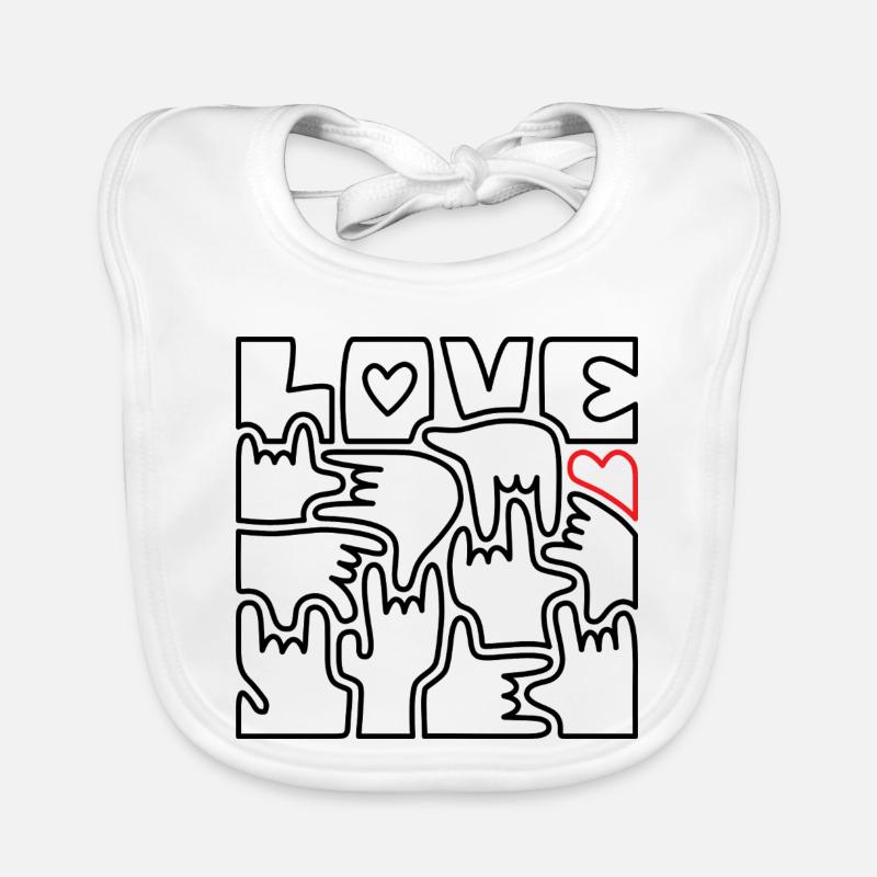 LIEBE – Gebärdensprache Ich liebe dich Schwarz Baby Bio-Lätzchen