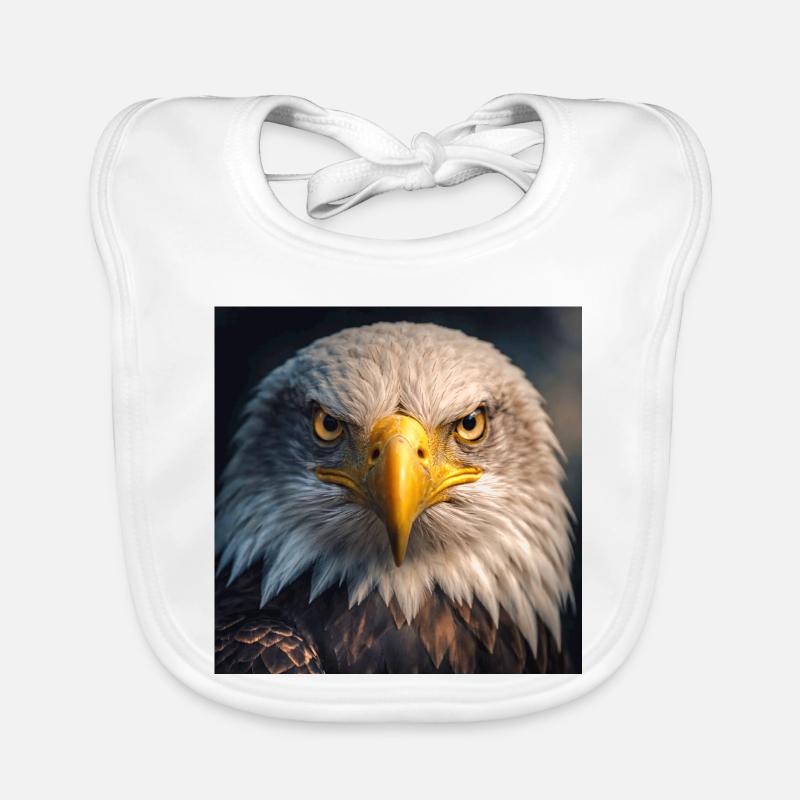 Aigle en gros plan : Regard doré - Bavoir bio Bébé - blanc