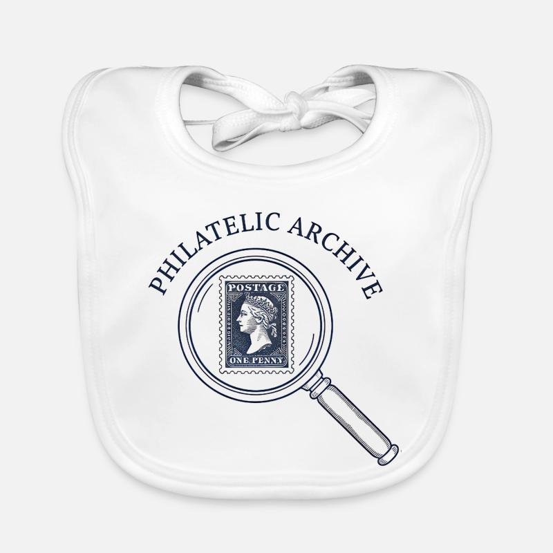 Stamp Archive Emblem Magnifier Organic Baby Bibs
