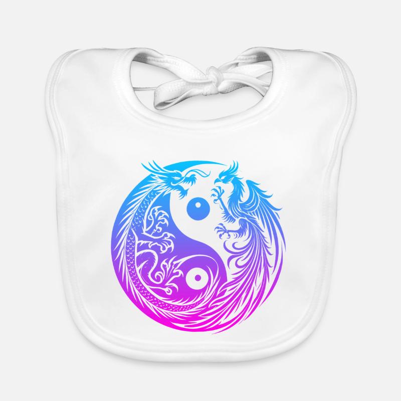 Dragon Yin Yang et Néon Phénix Bavoir bio Bébé