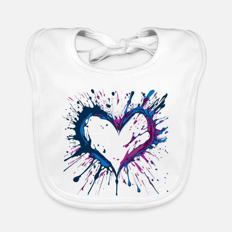 Key West inspired Heart dark Organic Baby Bibs