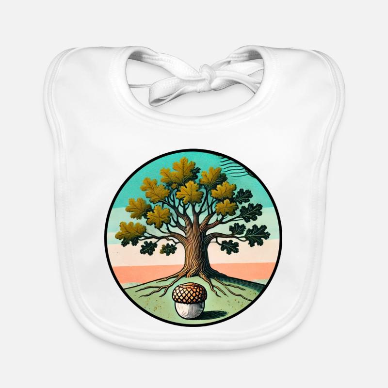 Retro-Baum des Lebens mit Eichel Baby Bio-Lätzchen