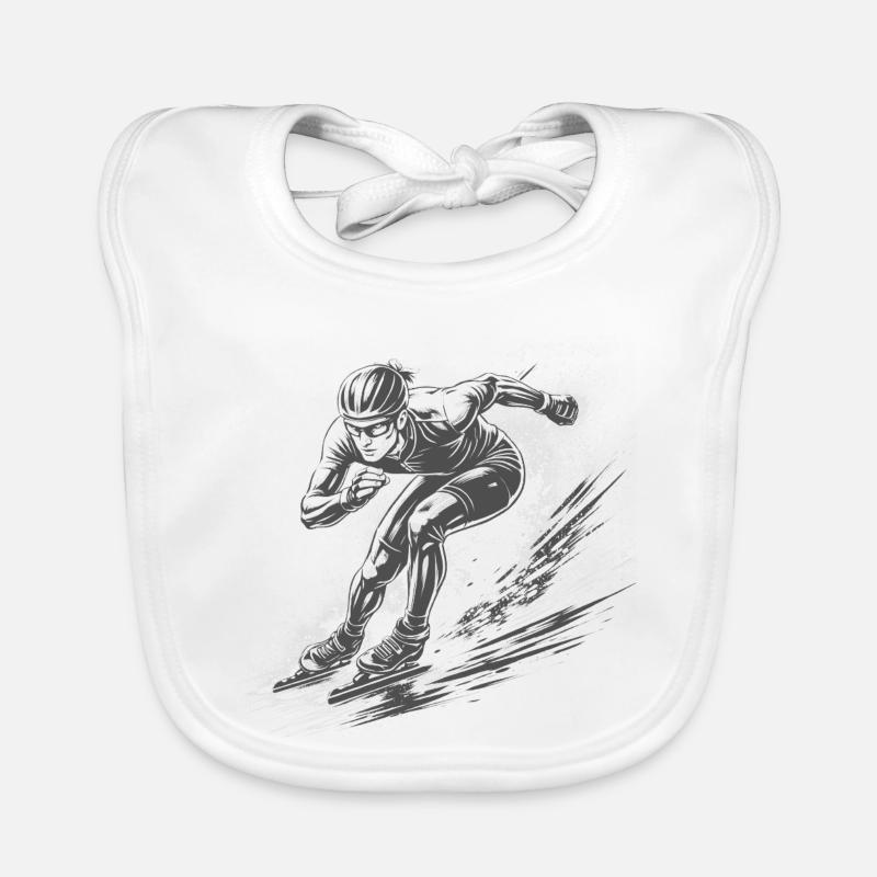 Eisschnellläufer in voller Dynamik Baby Bio-Lätzchen