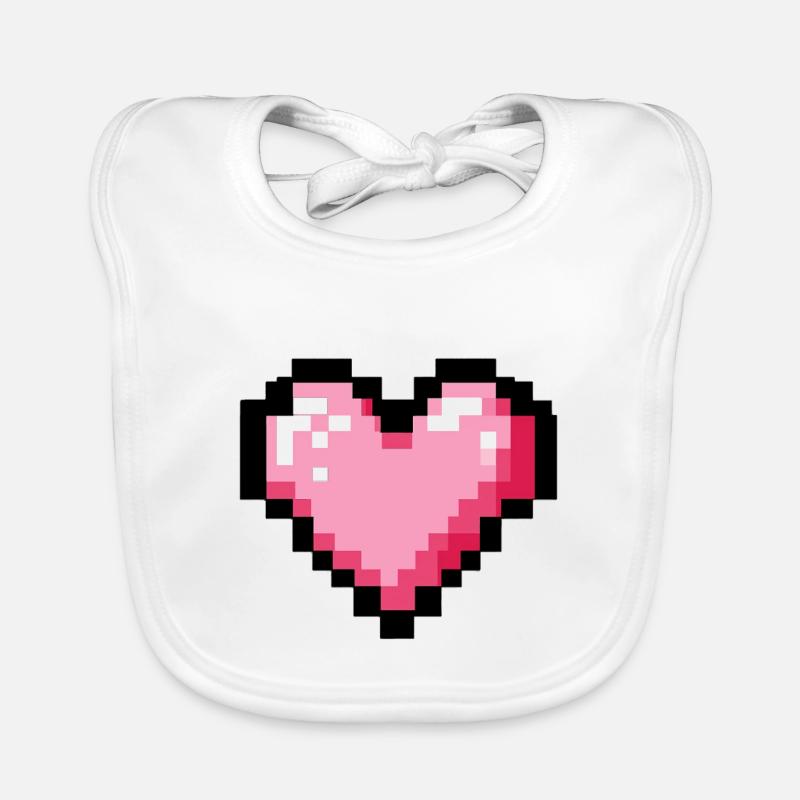 Retro 8-Bit-Pixelherz Baby Bio-Lätzchen
