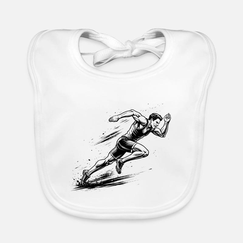 100m Sprinter im Comic-Ink Stil Baby Bio-Lätzchen