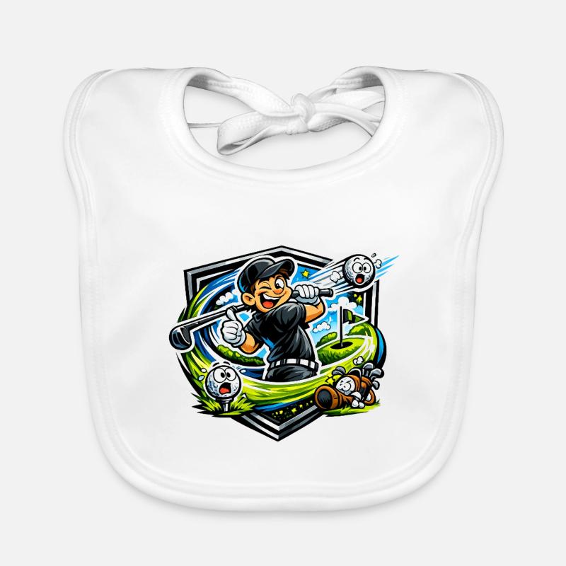 Golfer mit Happy Swing Baby Bio-Lätzchen