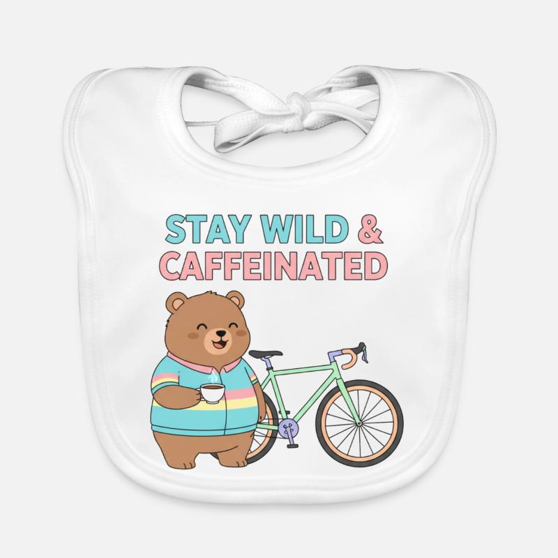 Stay Wild Caffeinated Bear Cycling Baby Bio-Lätzchen