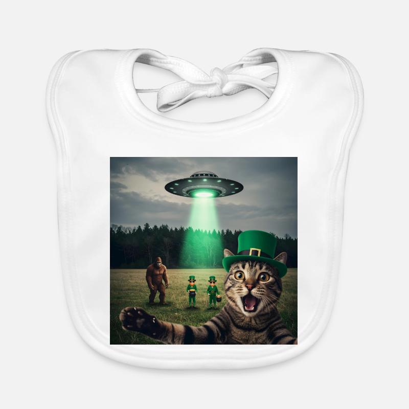 Lustiges Katzen Selfie St Patricks Day Baby Bio-Lätzchen