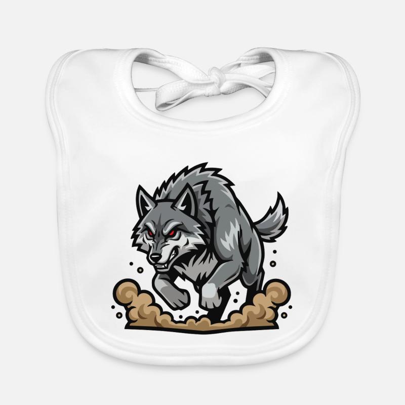 Wild Gray Wolf Charge Maskottchen-Wolf-Lauf Baby Bio-Lätzchen