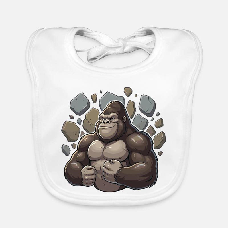 Kraftgorilla Steinbruch Attacke Baby Bio-Lätzchen