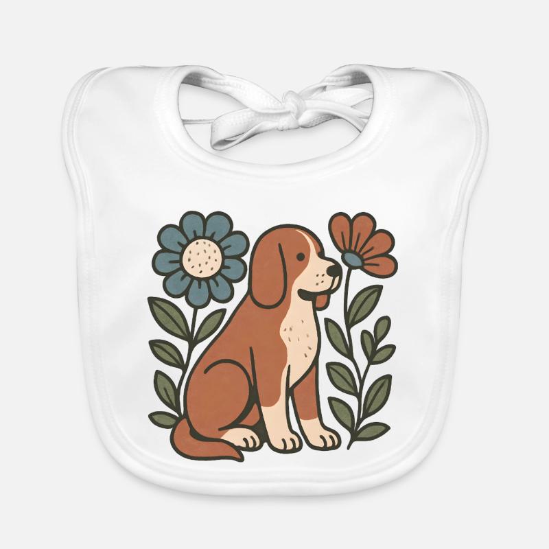Beagle dans un cadre floral Bavoir bio Bébé