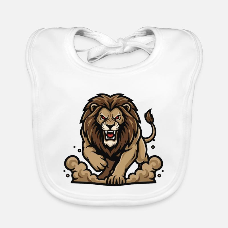 Lion Alpha Charge Lion Power Mascot Organic Baby Bibs